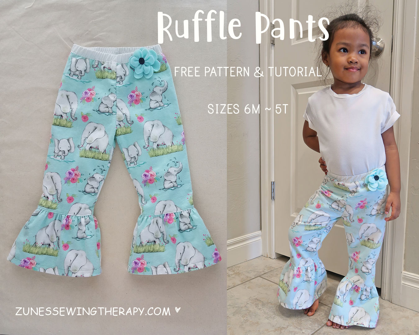 Girls' Ruffle Pants Sewing Pattern
